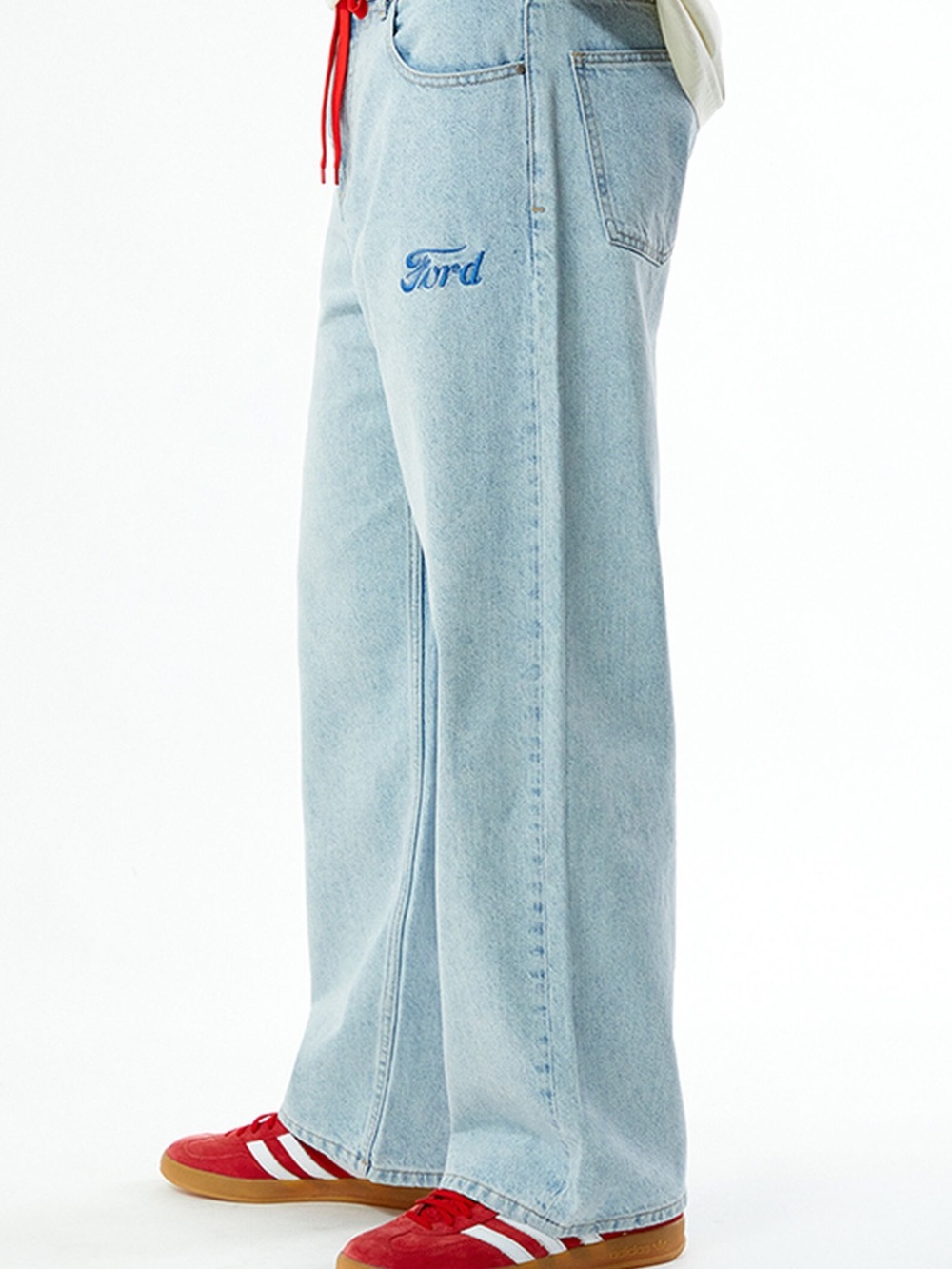 Pac Sun Baggy Ford Embroidered Light Blue Men’s Jeans